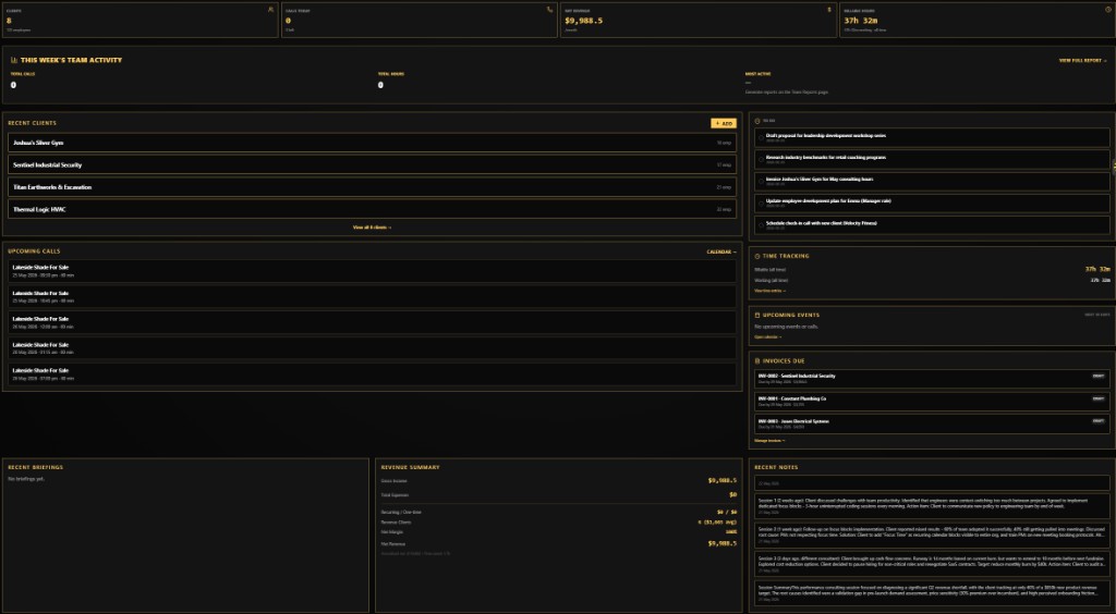 Dashboard product screenshot